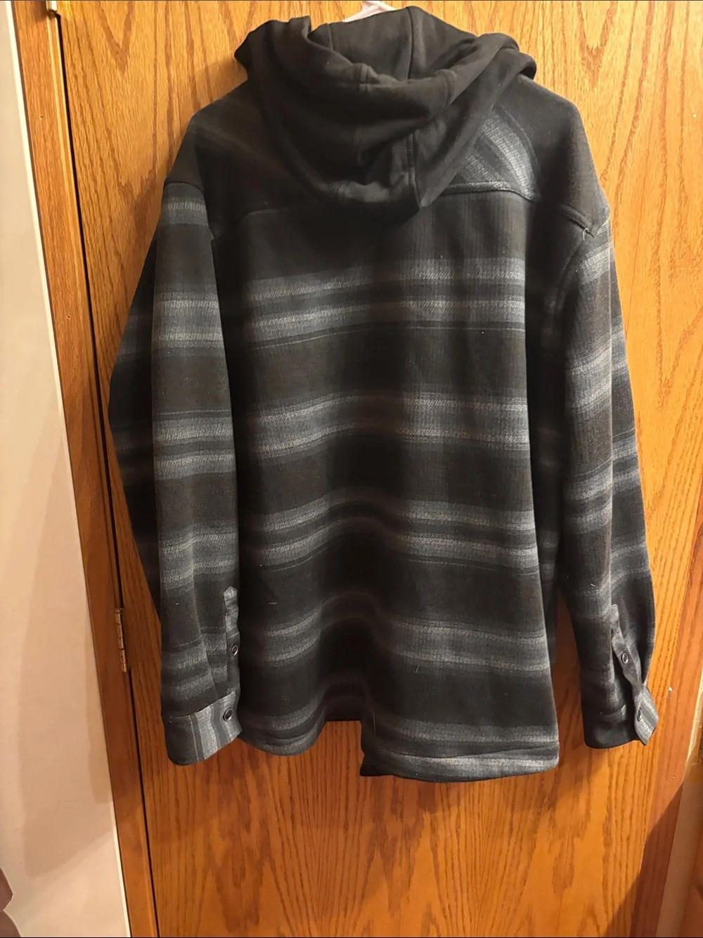 Quicksilver Hooded Plaid Shirt Jacket - Gray